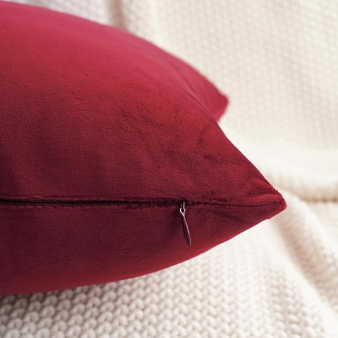 HWY 50 Burgundy Red Velvet Rectangular Throw Pillow Covers 12x20 Inch - Image 3