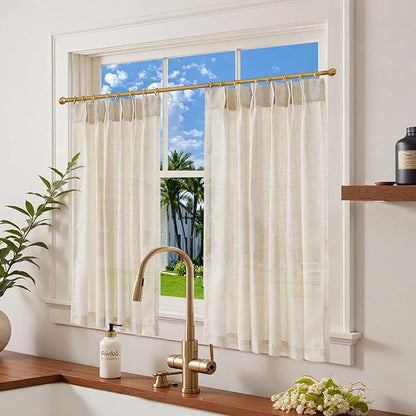 jinchan Pinch Pleated Linen Blend Curtains 45 Inch 2 Panels Light Filtering - Image 2