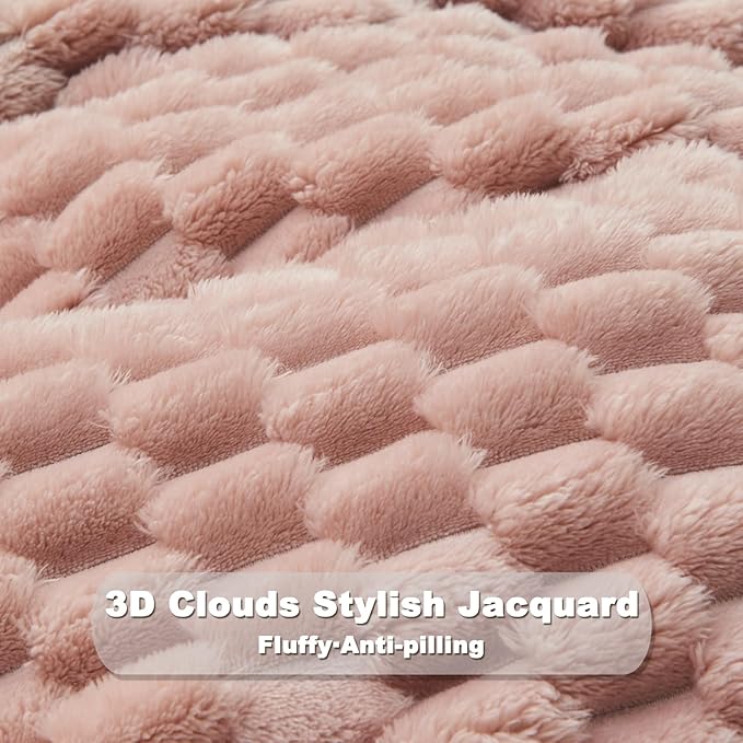 NEWCOSPLAY Super Soft Twin Blanket Pink Premium Silky Flannel Fleece 3D Clouds - Image 7
