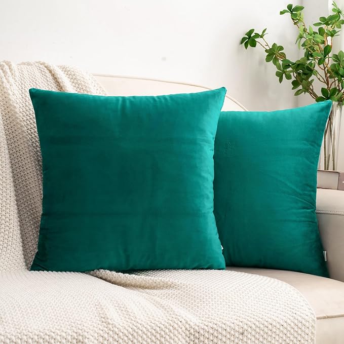 HWY 50 Teal Velvet Throw Pillow Covers 22x22 Inch by HWY50