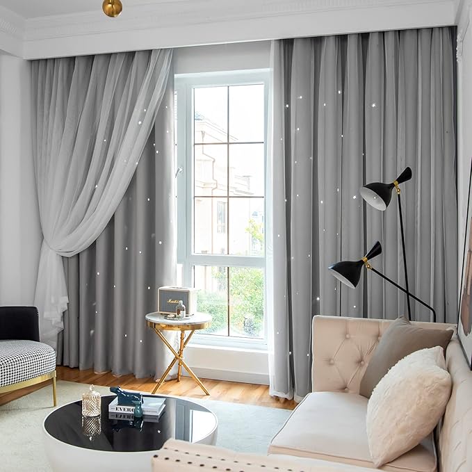 Star Blackout Curtains for Bedroom by Loyala