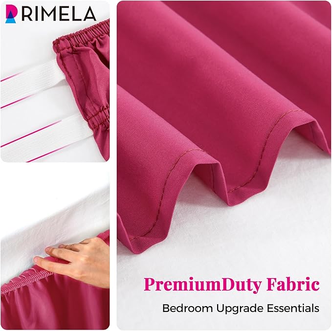 RIMELA Rose Purple Bed Skirt Queen Size 15 Inch Drop Elastic Wrap Around Dust - Image 8