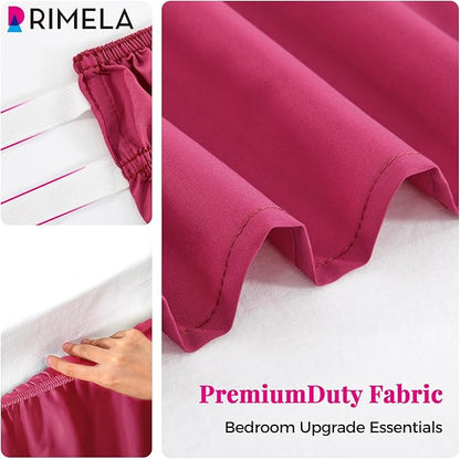 RIMELA Rose Purple Bed Skirt Queen Size 15 Inch Drop Elastic Wrap Around Dust - Image 8