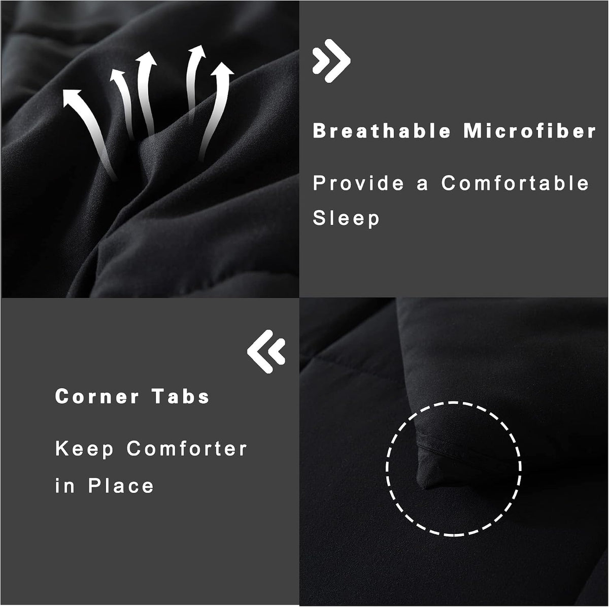downcool king size comforter set -all season bedding showing dimensions