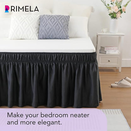 RIMELA Black Bed Skirt Full Size 18 Inch Drop, Elastic Bed Skirting - Image 8