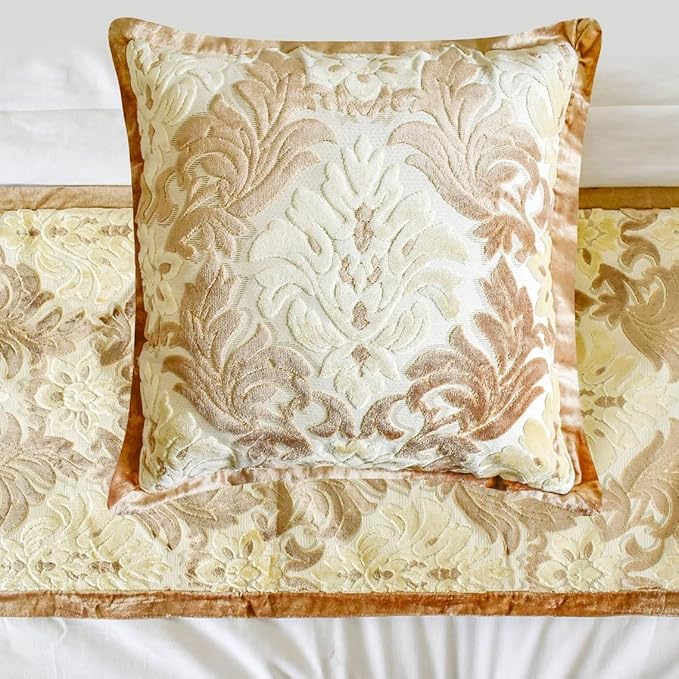 The HomeCentric King/Queen/Twin Beige Decorative King 90"x18" Bed Runner - Image 3