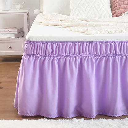 RIMELA Bed Skirting Queen Size Lilac Purple Bed Skirt 18 Inch Drop, Wrap Around - Image 8