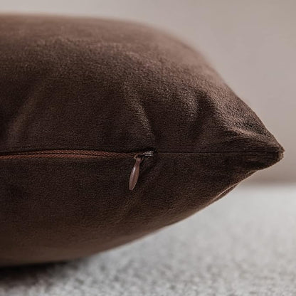 Decorative Pillow Cases 20x20 Chocolate Brown: 2 Pack Cozy Soft Velvet Square - Image 2