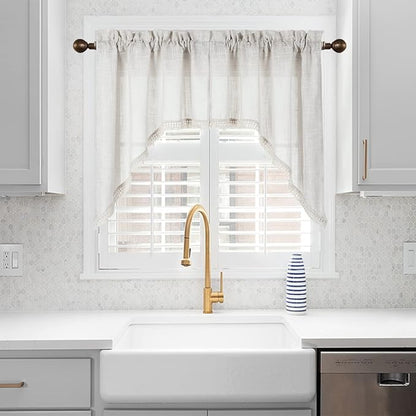 Beda Home Tassel Linen Textured Swag Valances - Image 2