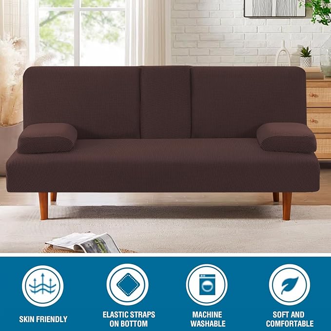 H.VERSAILTEX 4 Pieces Stretch Futon Covers Sofa Bed Slipcover - Image 3
