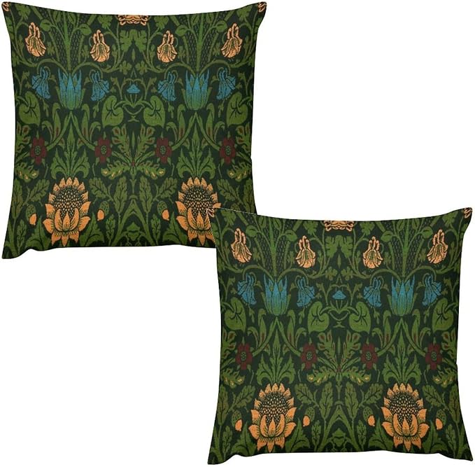 William Morris Floral Original Throw Pillow Covers Boho Chic Retro Floral Cozy by XBDDZSW