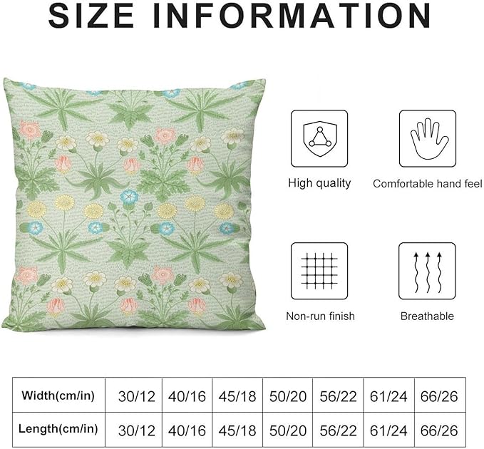 William Morris Floral Original Throw Pillow Covers Boho Chic Retro Floral Cozy - Image 2