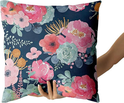 Watercolor Flower Throw Pillow Cover 22x22 Inch Pink Peony Floral - Image 5