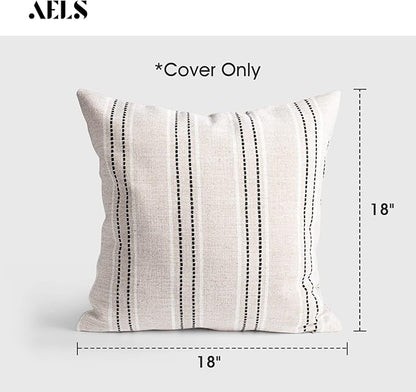 AELS 18x18 Decorative Farmhouse Linen Throw Pillow Covers, Boho Textured Pillow - Image 2