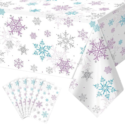 6 Pieces Christmas Snowflake Party Tablecloth Decorations, Plastic Purple and by JectivsPartyDecorations