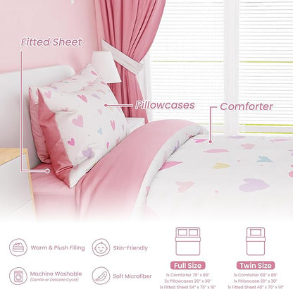SANDJEST Heart Comforter Set Twin Size 68x86in - Image 3