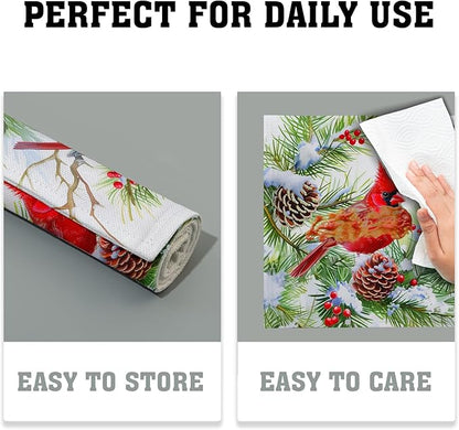 Giwawa Winter Birds Placemats Set of 4, Christmas Tree Holly Berry Pine Cones - Image 6