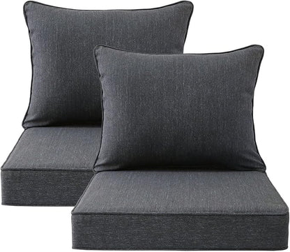 Outdoor Patio Chair Cushions Set, Water-Repellent, Fade Resistant, Deep Seat by Unimatta