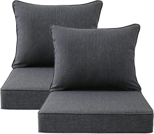 Outdoor Patio Chair Cushions Set, Water-Repellent, Fade Resistant, Deep Seat by Unimatta