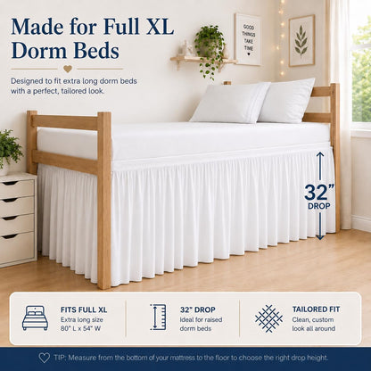 dorm bed skirt full xl 32 inch drop, close-up detail