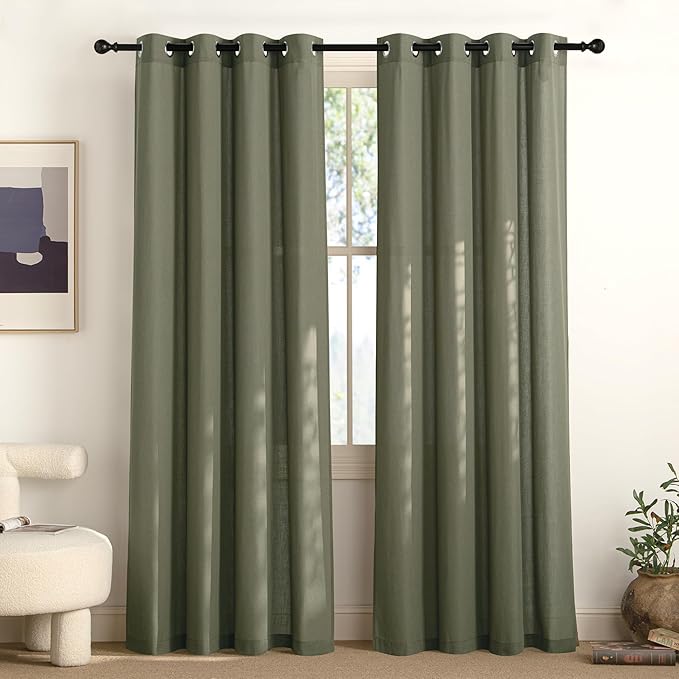 NICETOWN Linen Curtains 84 inch Long, Grommet Thick Linen Blend Window by NICETOWN