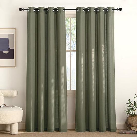 NICETOWN Linen Curtains 84 inch Long, Grommet Thick Linen Blend Window by NICETOWN