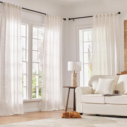 jinchan Winslow White Linen Curtains - Image 2