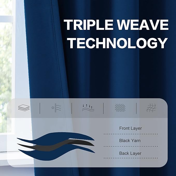 DUALIFE Navy Thermal Insulated Blackout Curtains - Image 4
