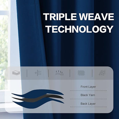 DUALIFE Dark Navy Blue Blackout Curtains - Image 4
