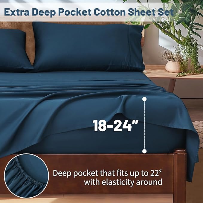 Extra Deep Pocket King Sheets 18-24 Inch 100% Egyptian Cotton 1000 Thread Count - Image 2