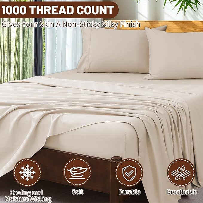 Extra Deep Pocket King Sheets 18-24 Inch 100% Egyptian Cotton 1000 Thread Count - Image 3