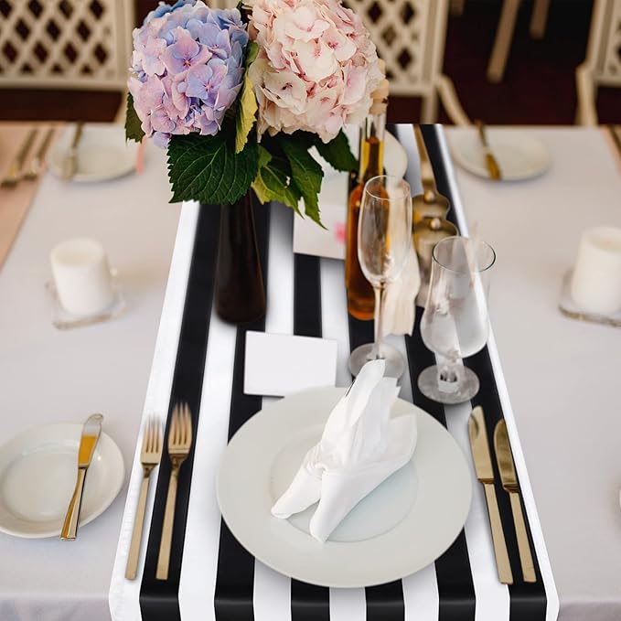 Striped Table Runner Polyester Decor Striped Design Modern Table Runner Elegant - Image 5