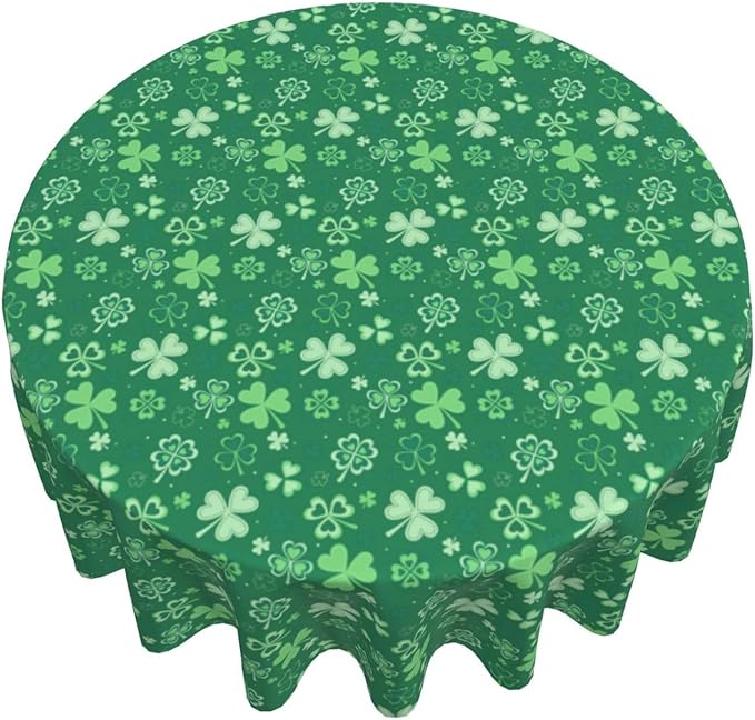 St.Patrick's Day Tablecloth Round 60×60 Inch, Spring Green Luck Shamrock - Image 5