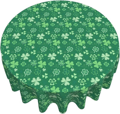 St.Patrick's Day Tablecloth Round 60×60 Inch, Spring Green Luck Shamrock - Image 5