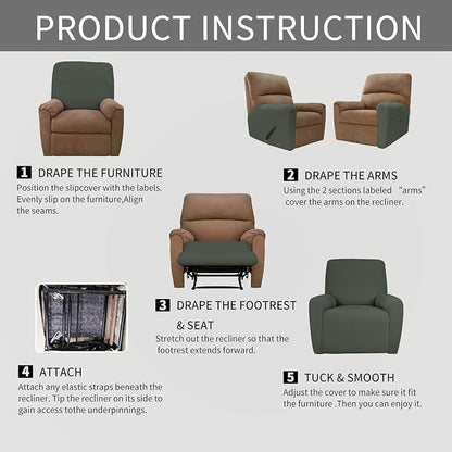 Easy-Going Recliner Stretch Sofa Slipcover Sofa Cover 4-Pieces Furniture - Image 5