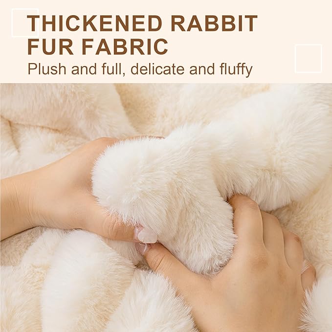 Square Faux Fur Seat Cushion, Faux Rabbit Fleece Chair Pad, Winter Thick Plush - Image 5