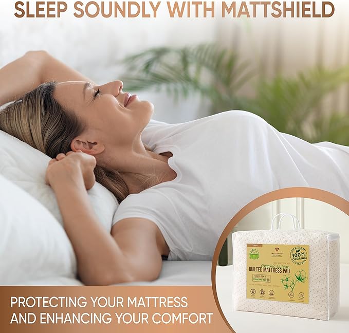Luxury Quilted Organic Cotton Mattress Protector Full - Image 6