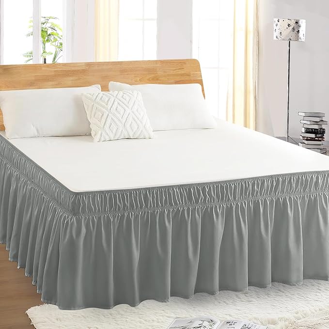 Full Bed Skirt, Elastic Wrap Around Bed Skirt Full Size, Bed Skirts - Image 5