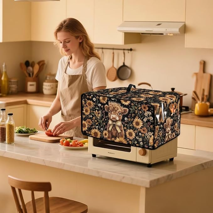 Cute Highland Cattle Print Toaster Oven Cover Heavy Duty Microwave Oven Dust - Image 2