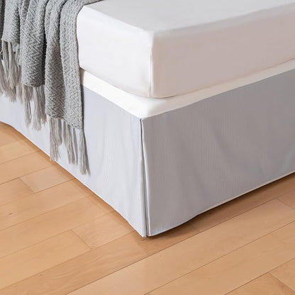 Full Bed Skirt, Grid Plaid Soft Quadruple Pleated Ruffle Bed Skirt, Tailored by TSUTOMI