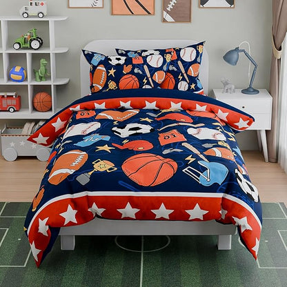 SANDJEST Sports Bedding Sets for Boys, Ultra Soft Microfiber Comforter Bed Set - Image 4