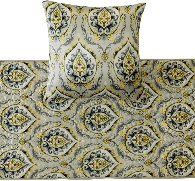 The HomeCentric King/Queen/Twin Grey & Yellow Designer CA King 86"x18" Bed - Image 2