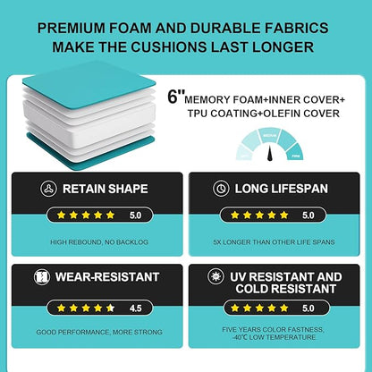 Outdoor Olefin Water-Resistant Deep Seat Cushion Set, Thickened Sofa Chair Pad - Image 6