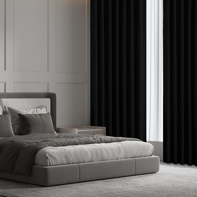 CUCRAF Linen 100% Blackout Curtains 120 Inch Length 2 Panels Set, Back Tab and - Image 7