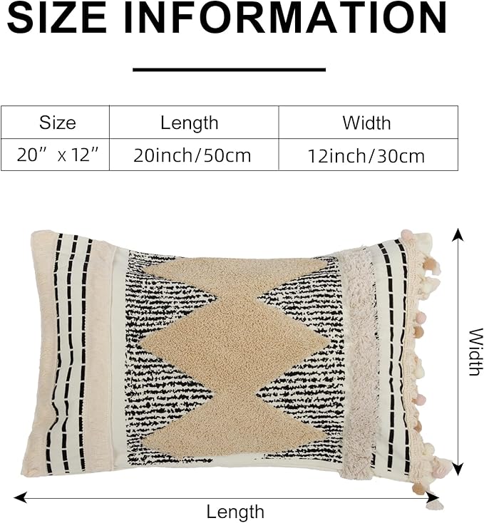 1Pc Boho Textured Lumbar Pillow Cover 12x 20, Diamond Woven Tufted Farmhouse - Image 7