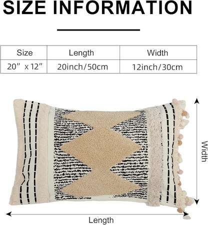 1Pc Boho Textured Lumbar Pillow Cover 12x 20, Diamond Woven Tufted Farmhouse - Image 7
