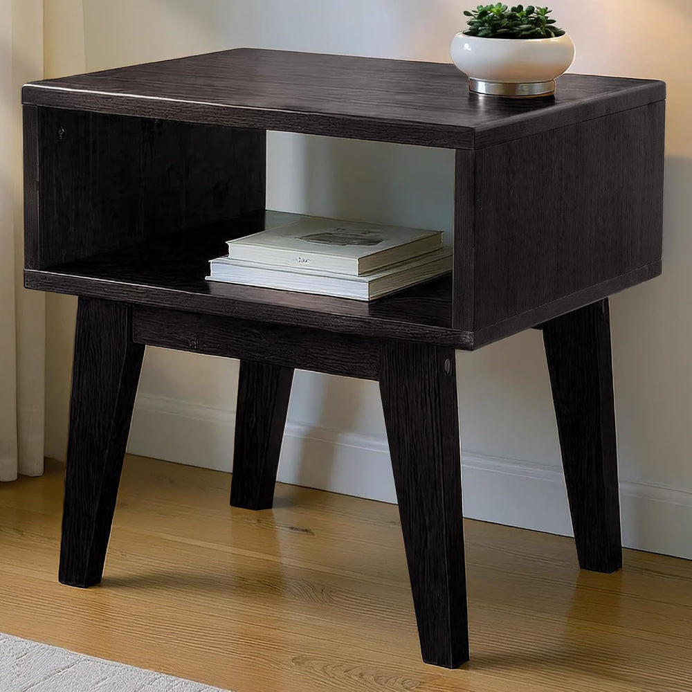 Acacia Serena Nightstand Solid Wood Nightstand with Open Storage Shelf, Wood ...