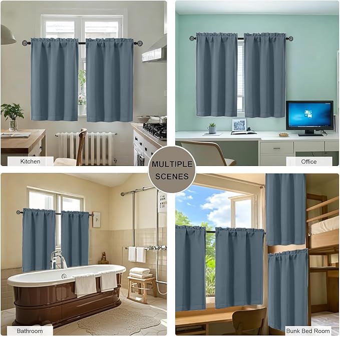 Gwine Stone Blue Blackout Curtains - Image 7