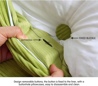 WOWMAX 100% Cotton Corduroy Headboard Pillow – Queen Size Back Support Reading - Image 5