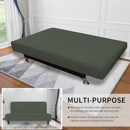 Easy-Going Stretch Futon Slipcover Armless Futon Bed Cover Furniture Protector - Image 5